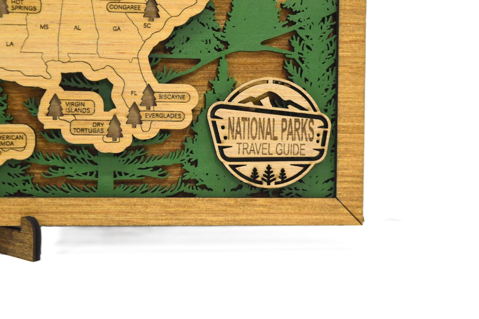 Handmade Wood National Parks Travel Map