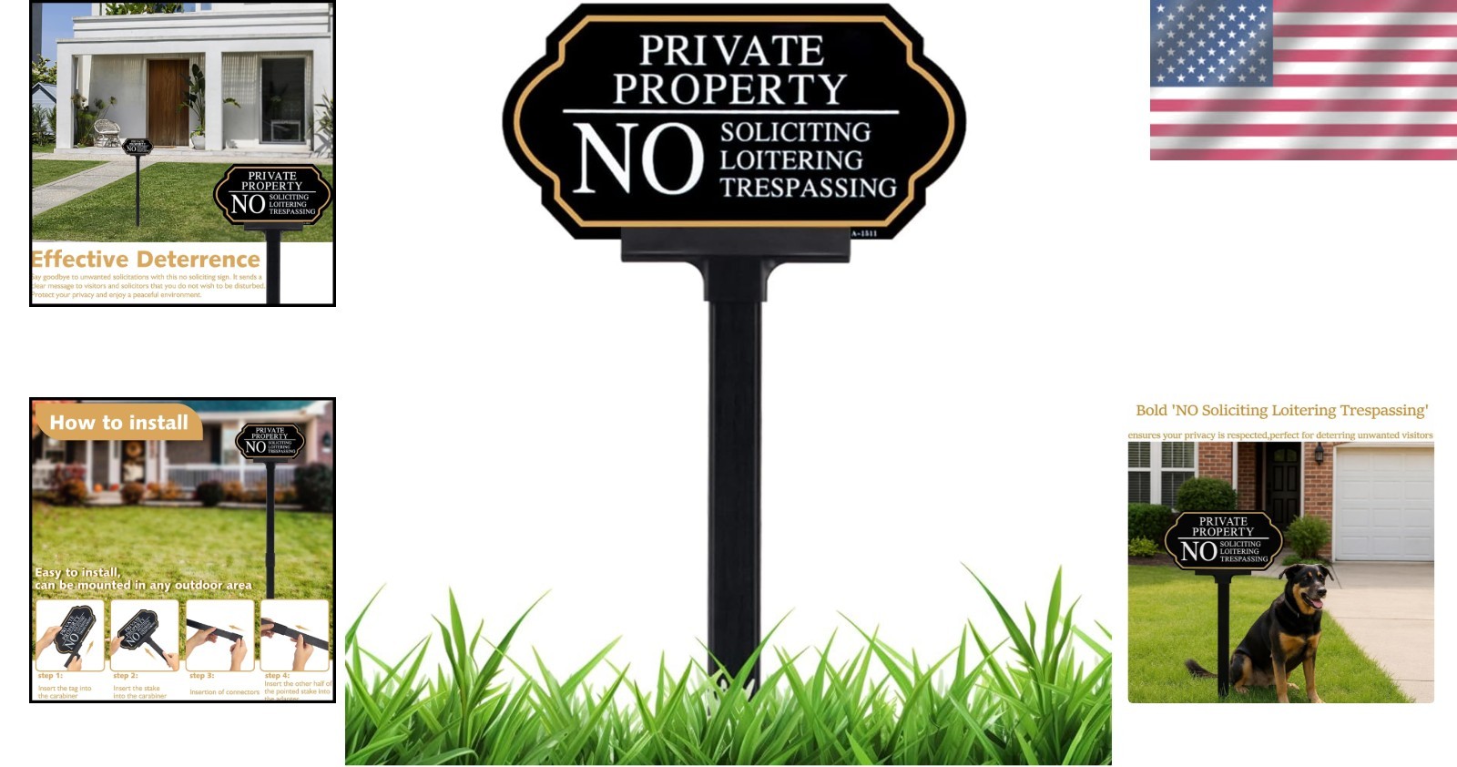 Versatile 5×10 Aluminum No Soliciting Sign with Clip – Secure & Sturdy Placement