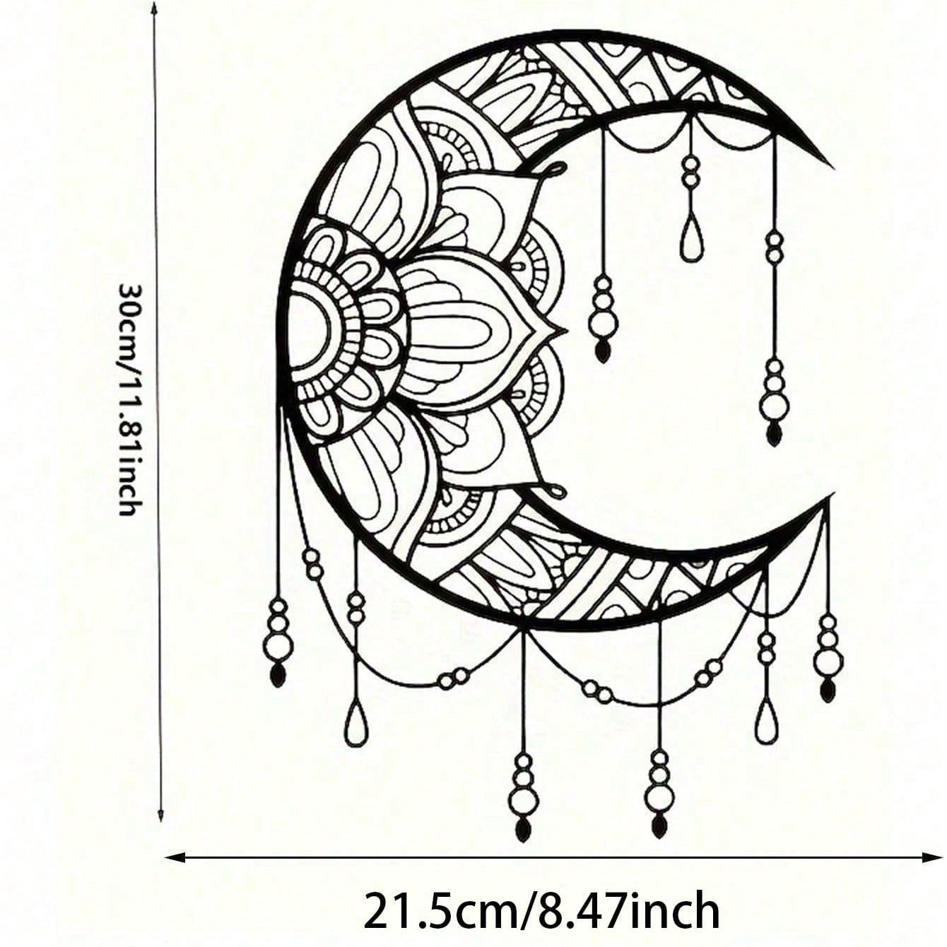 Black Mandala Moon Wall Art Metal Iron Wall Hanging for Any Room Decoration