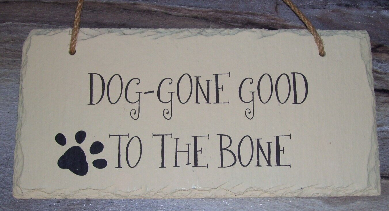 4.25in. x 9in. Slate Wall Hanging Sign “Dog-Gone Good to the Bone”