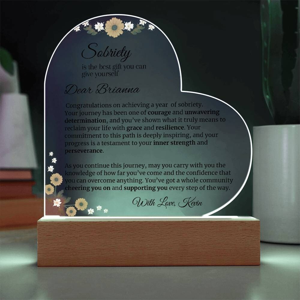 one year sobriety LED acrylic Plaque Gift for staying sober congratulations gift