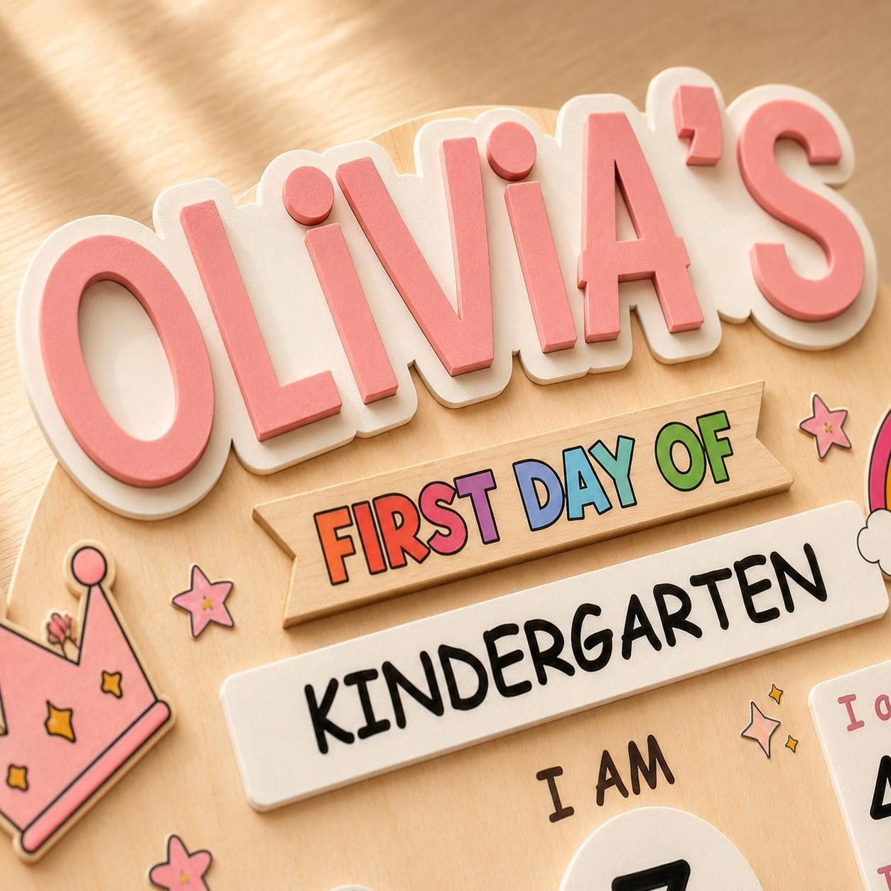 Custom First Day of School Sign,Preschool Back to School Board Kid Gift,Kinderga
