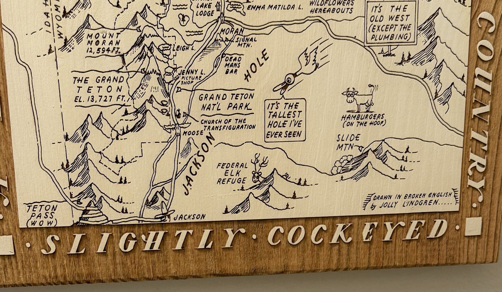 YELLOWSTONE SOLID WOOD FUN ENGRAVED MAP/WALL ART – JH Listed Separately-Unique!