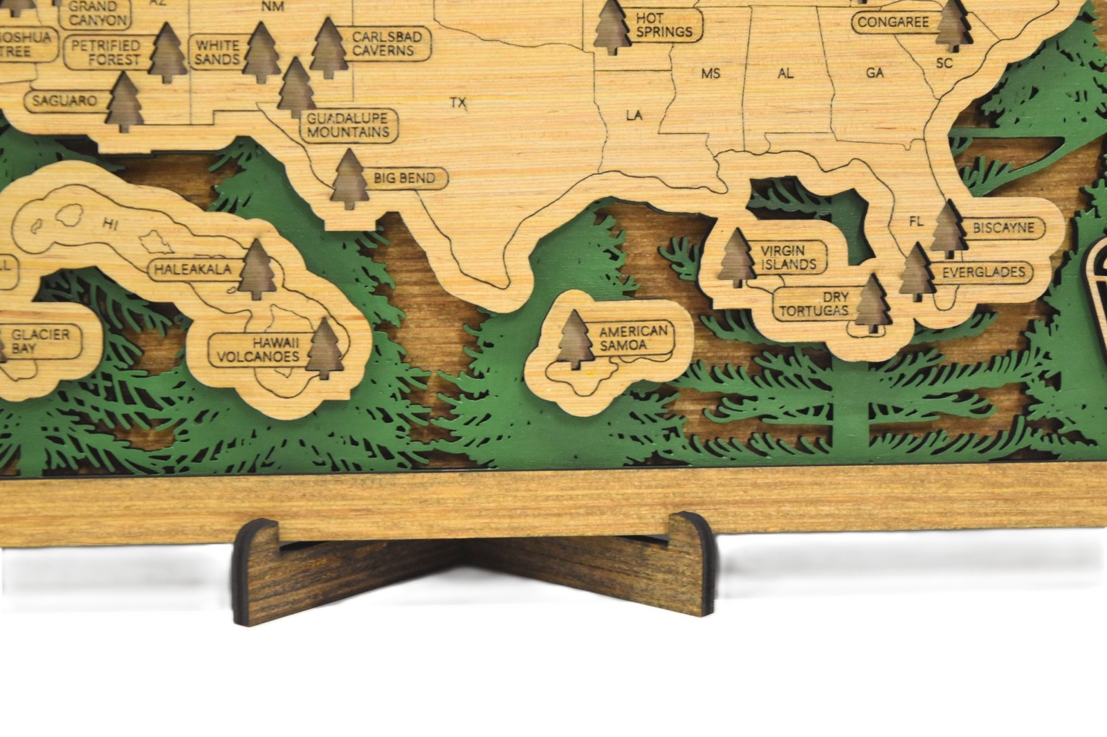 Handmade Wood National Parks Travel Map