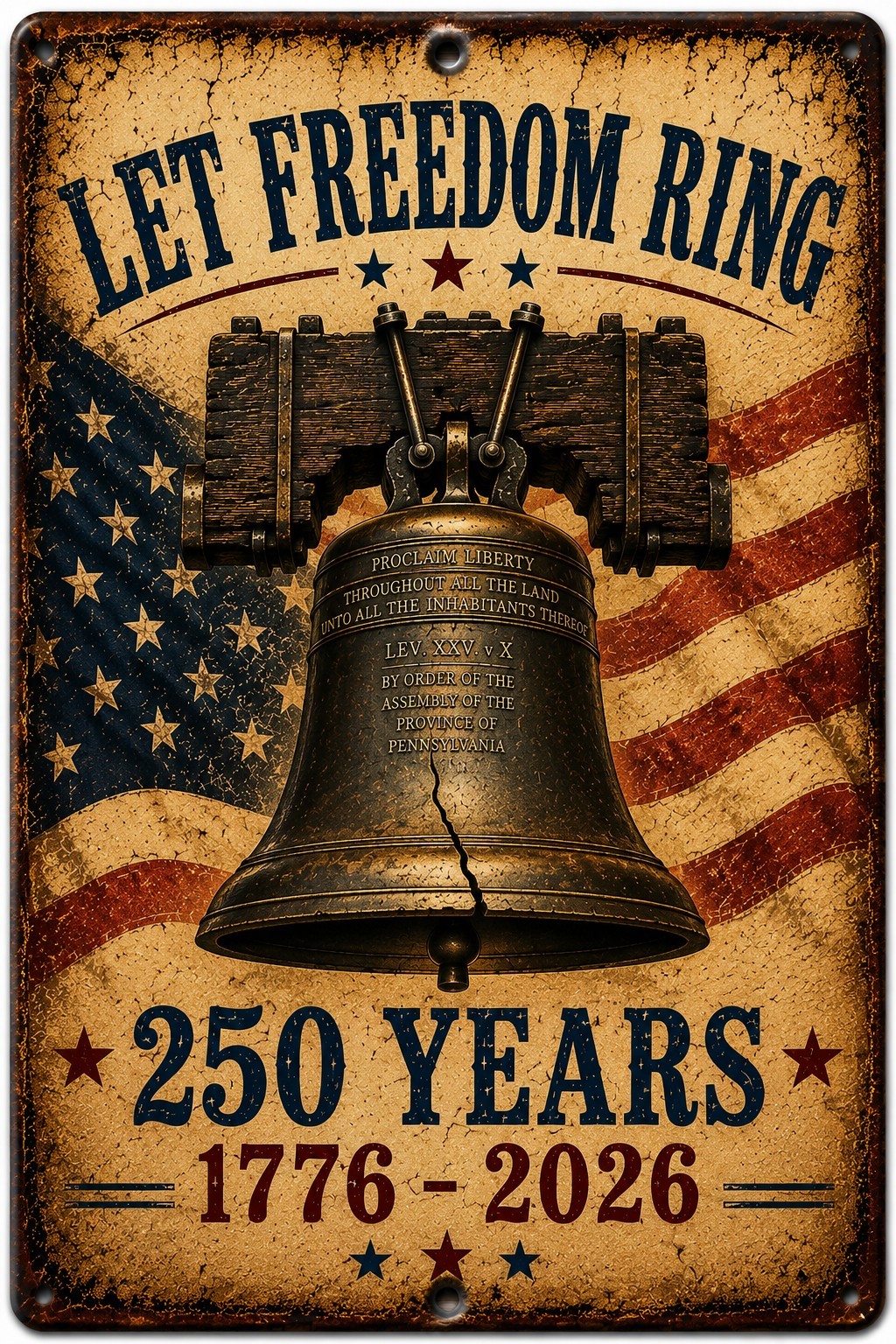 Let Freedom Ring Sign America 250 Years 1776-2026 Liberty Bell Wall Decor