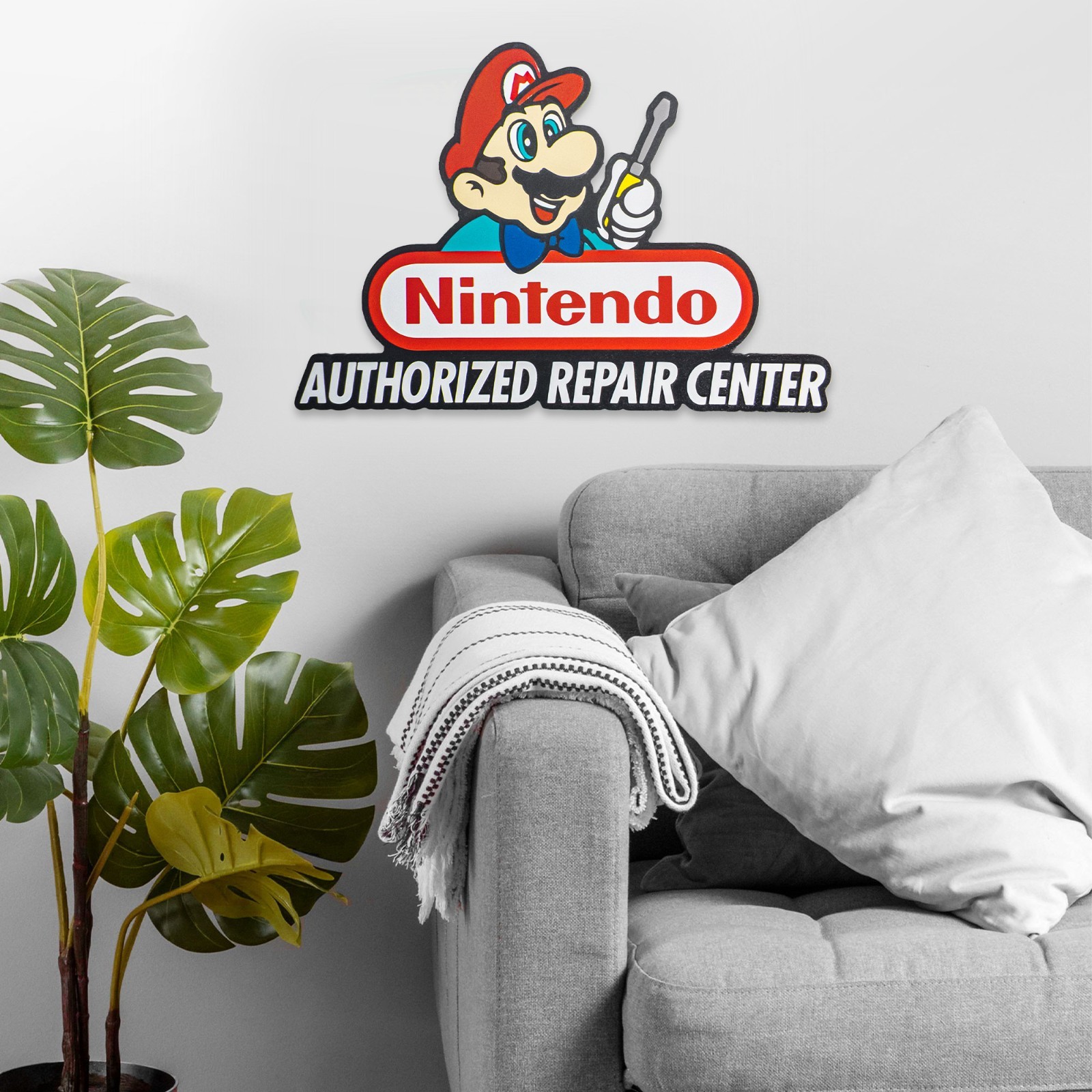 Large Engraved Nintendo “Authorized Repair Center” Sign Wall Art Video Game Deco