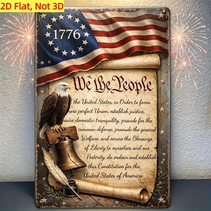 We The People Eagle Flag Metal Sign Patriotic Vintage Home Wall Decor for home