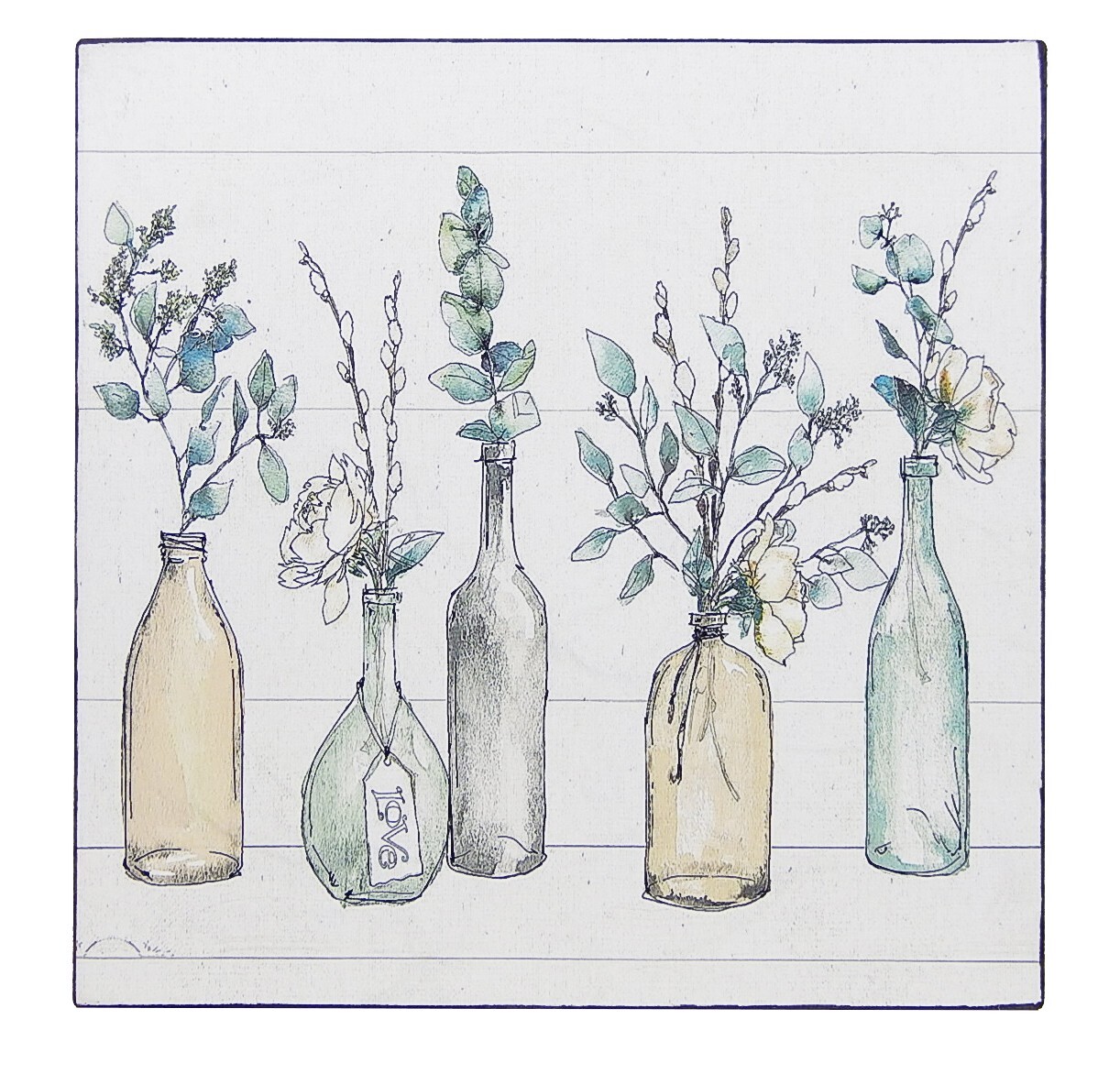 Farmhouse Rustic Sign Shelf Sitter Wall Art Decor Print Bottles Plants 5″ x 5