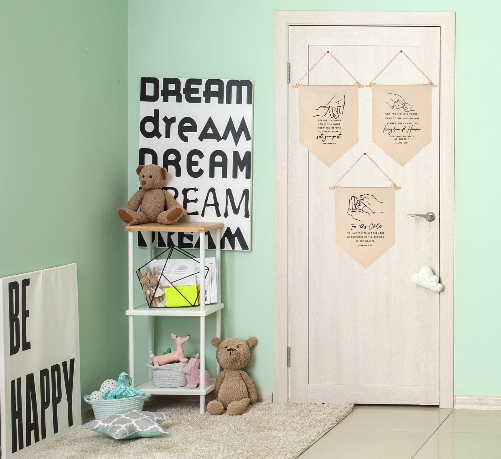 Scripture Flag Sign Gift for Baby Newborn Boys Girls Kids-Christian Bible Ver…