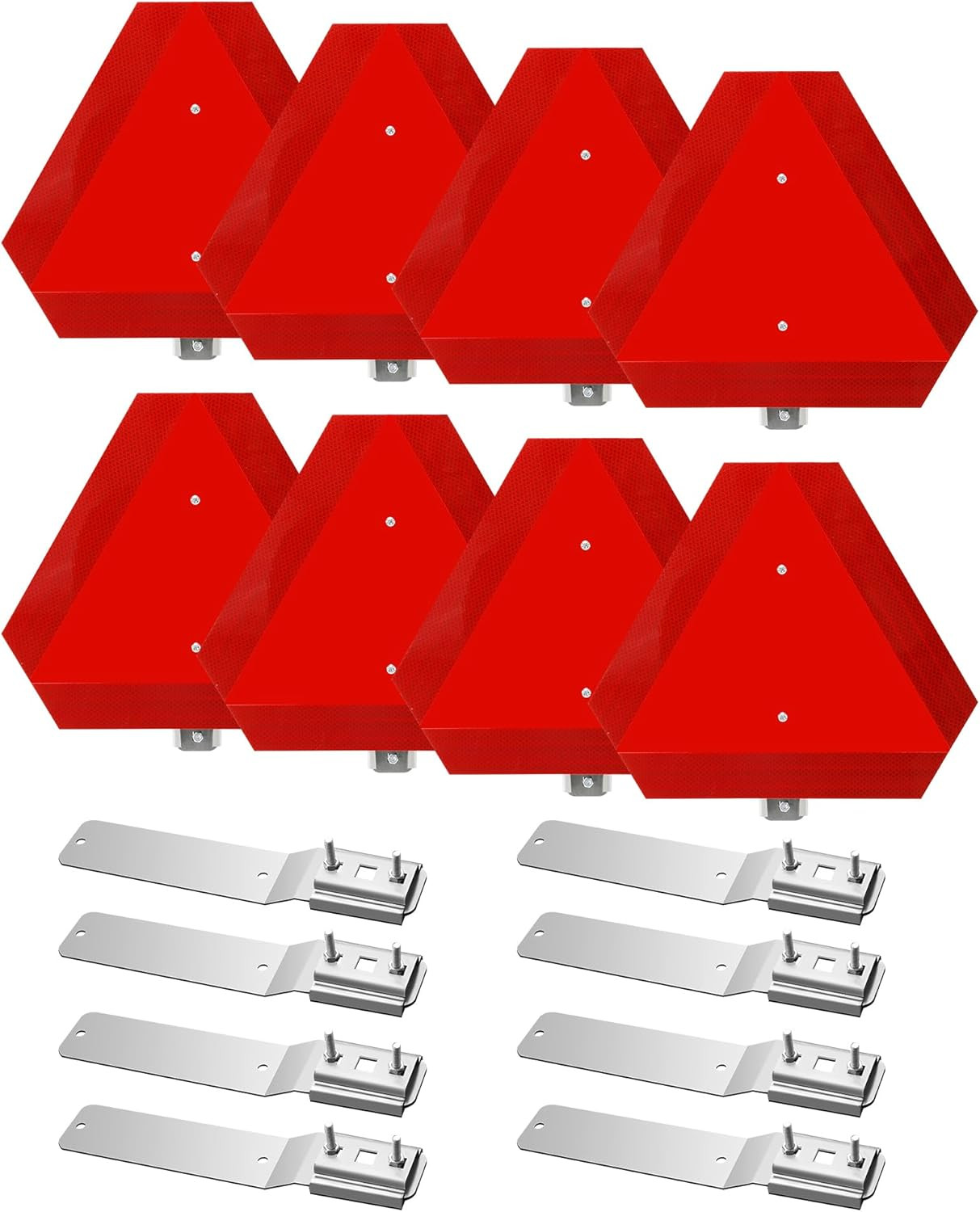 8 Sets Slow Moving Vehicle Triangle with Mounting Bracket, Rust Free Aluminum