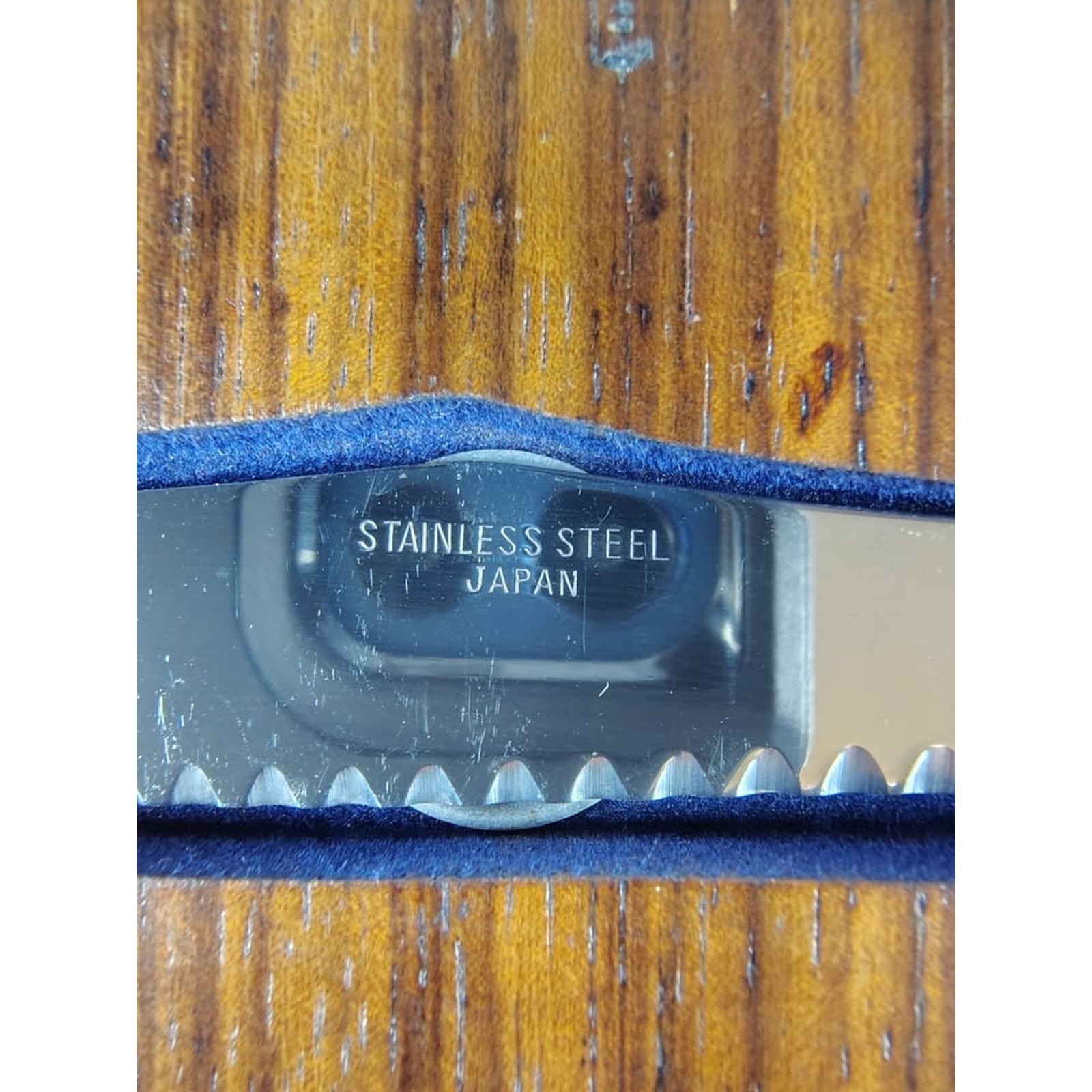Vintage Delft Blue Ceramic And Wood Cheese Board With Knife