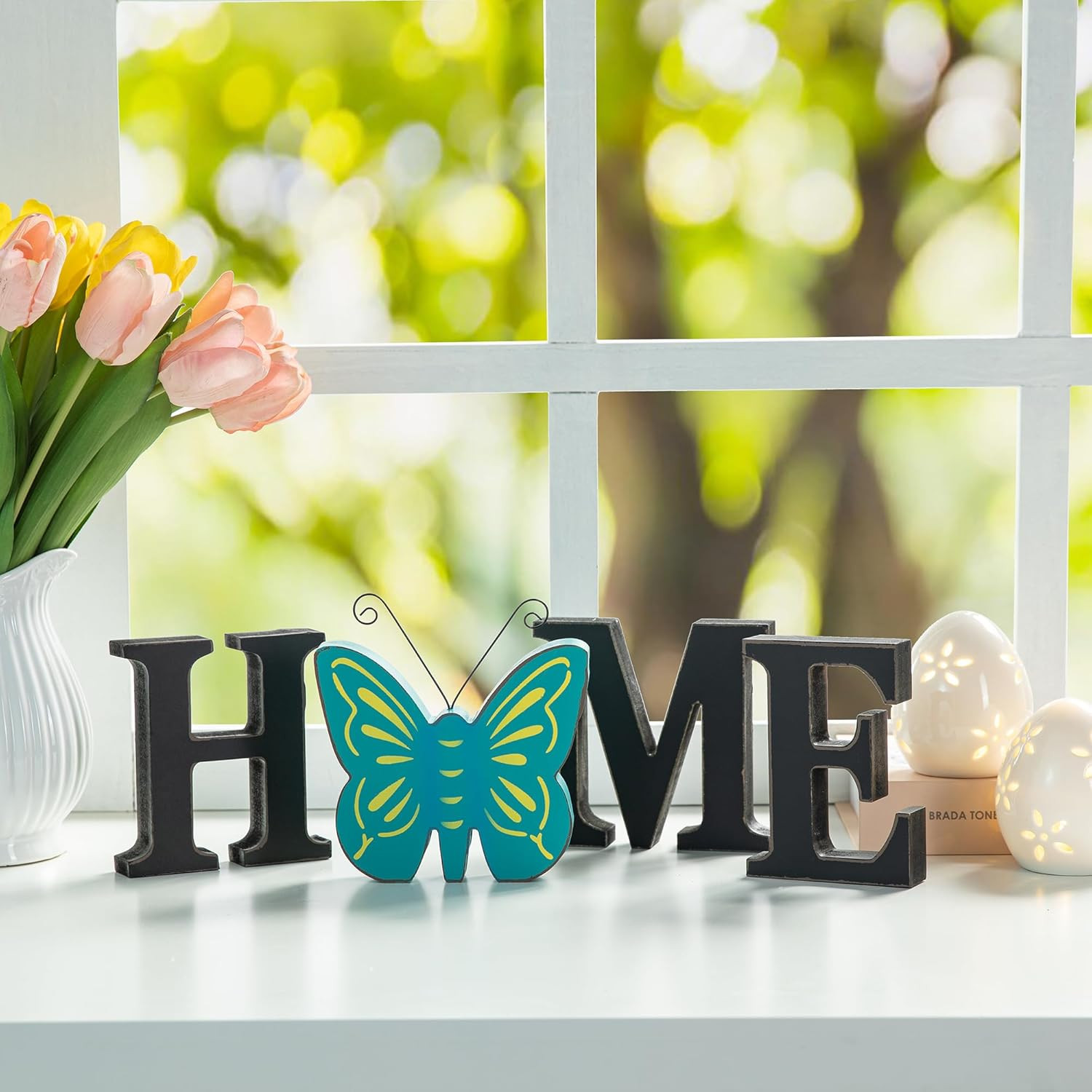 Wooden Home Sign with Changeable Icons 10Pcs, Home Sign with Interchangeable Hol