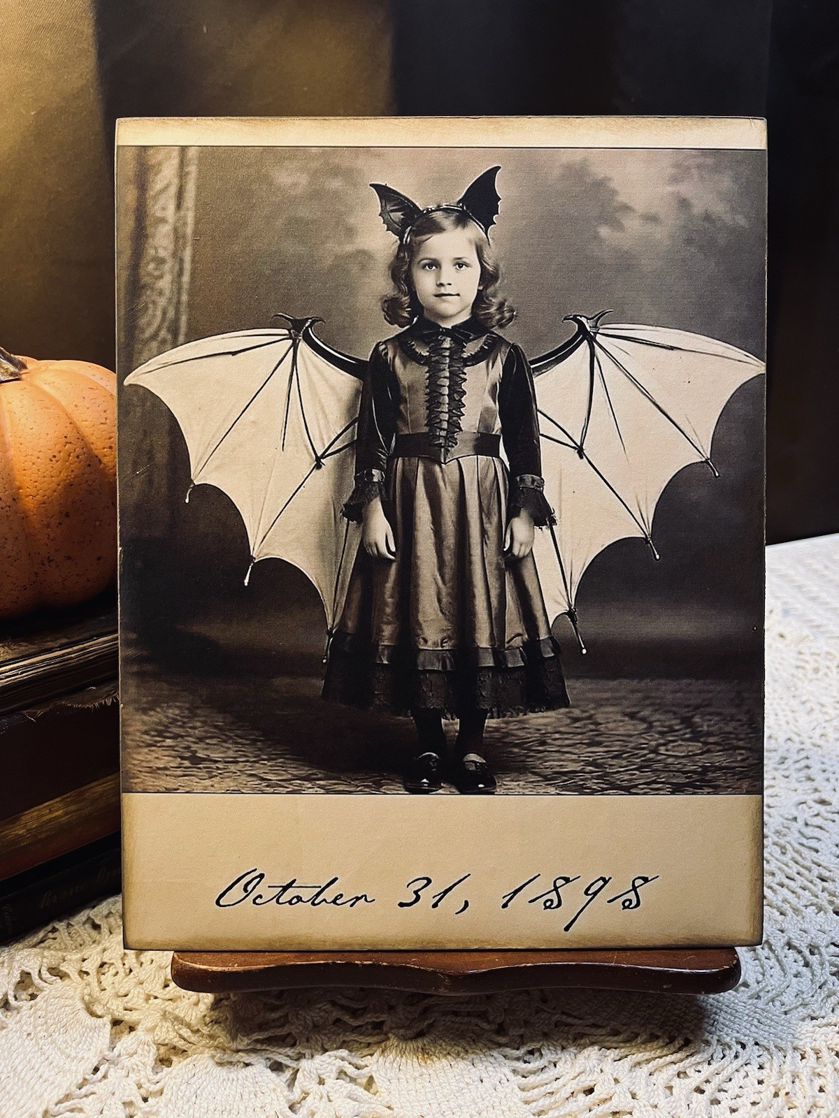 Halloween, October 31st 1898, Vintage Style Portrait, Handcrafted Plaque #5