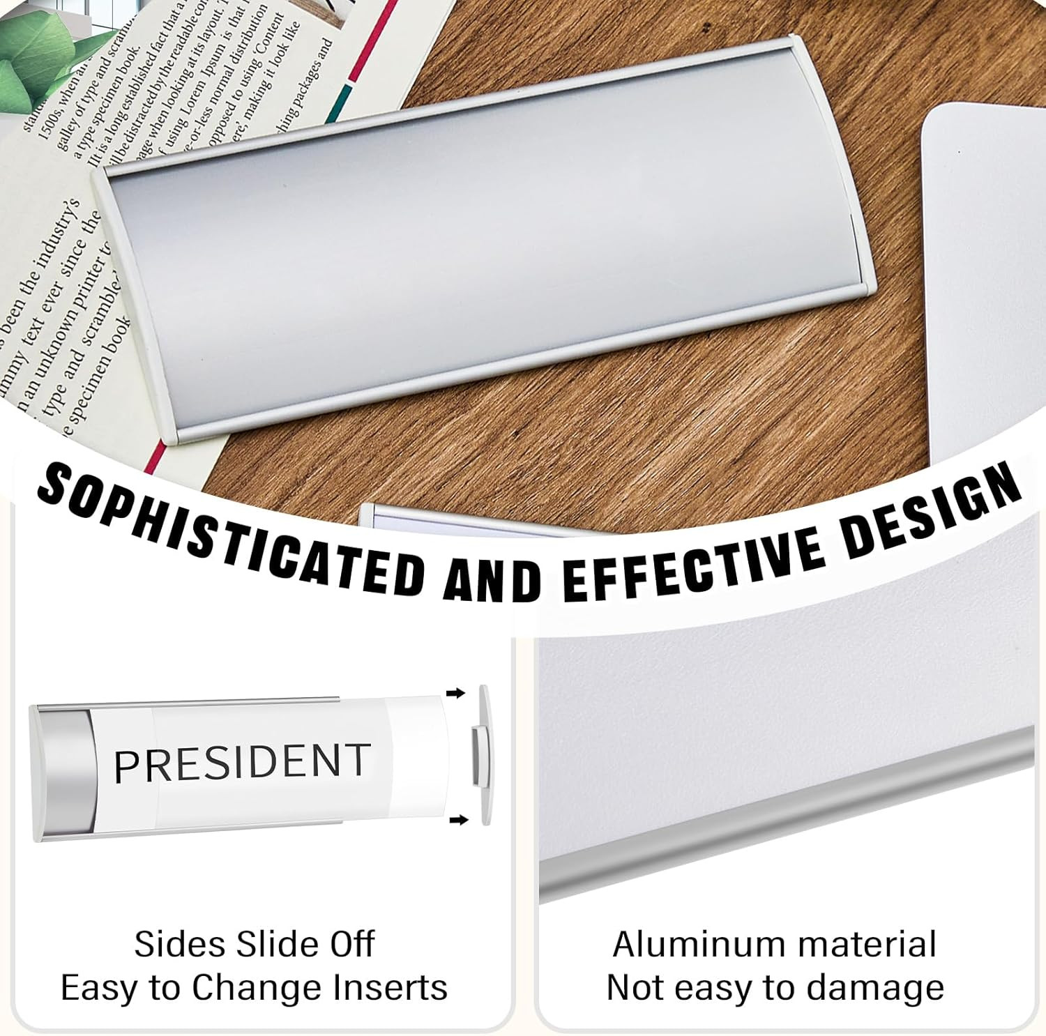 12 Pcs Aluminum Office Name Plate Holder for Door Wall Mount 8” X 3” Business