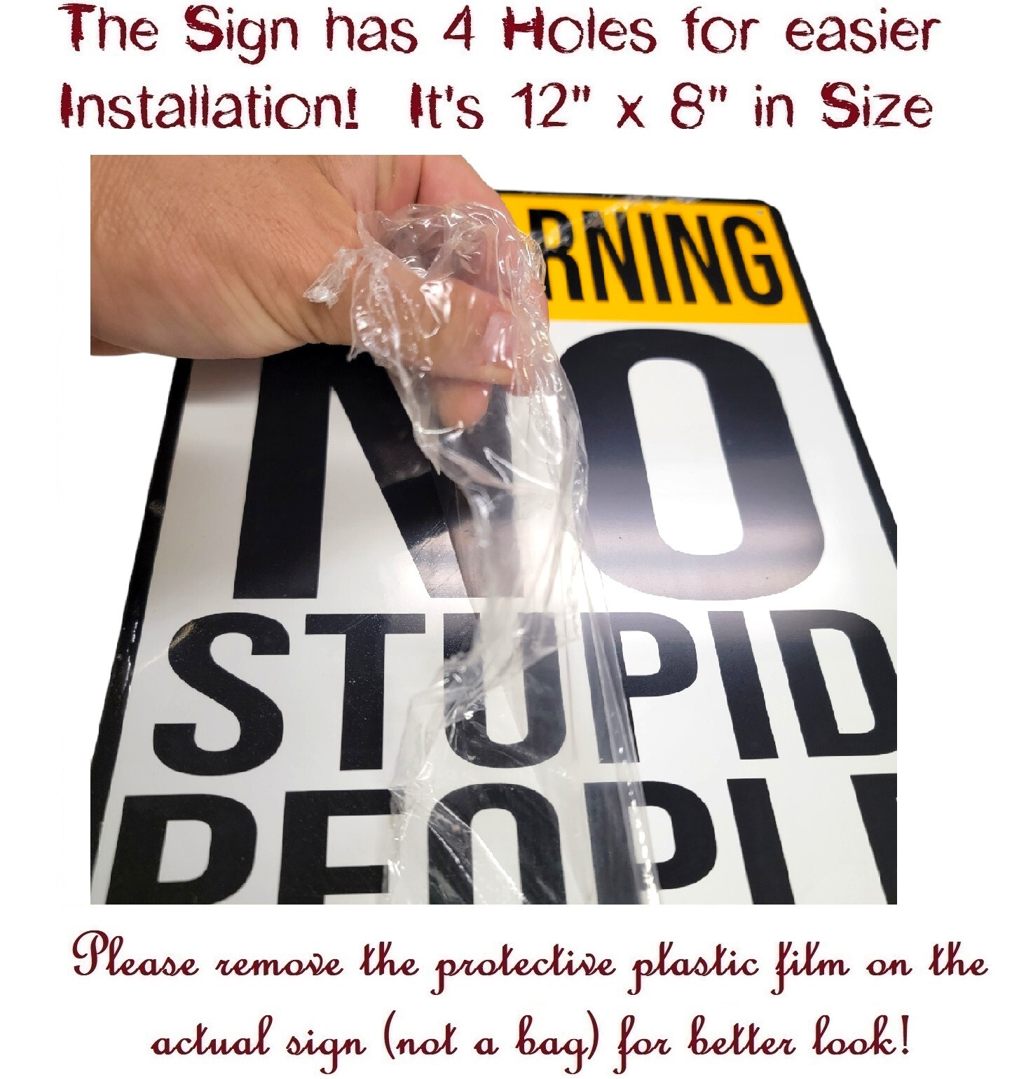 AMERICAN WIT 8″ x 12″ Metal Sign (Warning – NO Stupid People Beyond This Point)