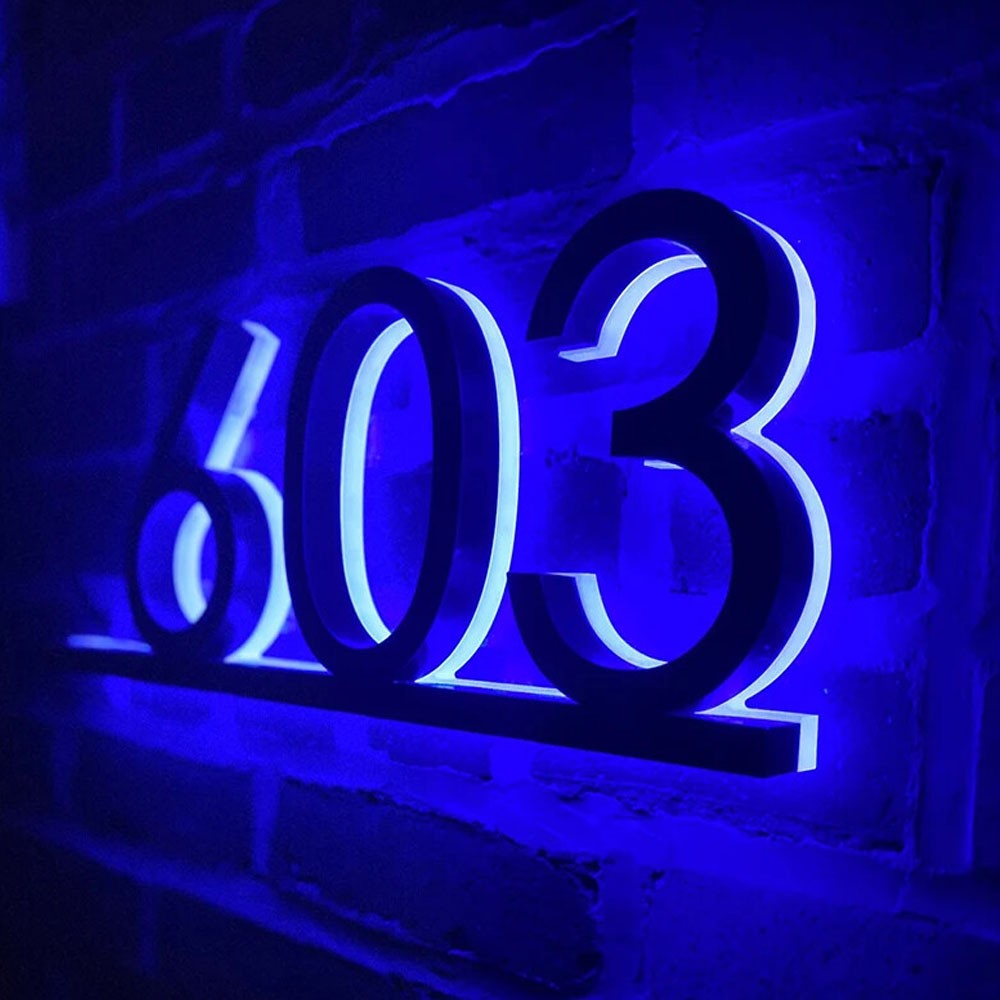 Custom Rgb Illuminated House Number Sign Outdoor LED Backlit Address Number