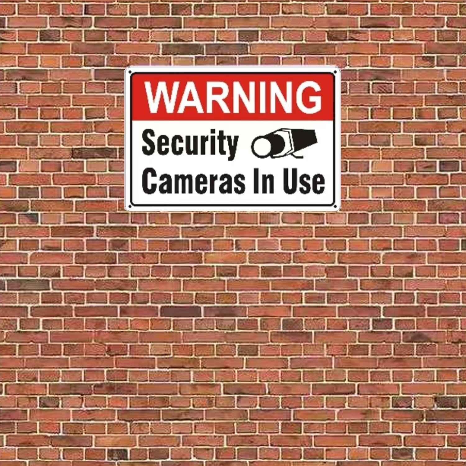 4 Pack Warning Security Cameras in Use Sign, Small Signage, red and white