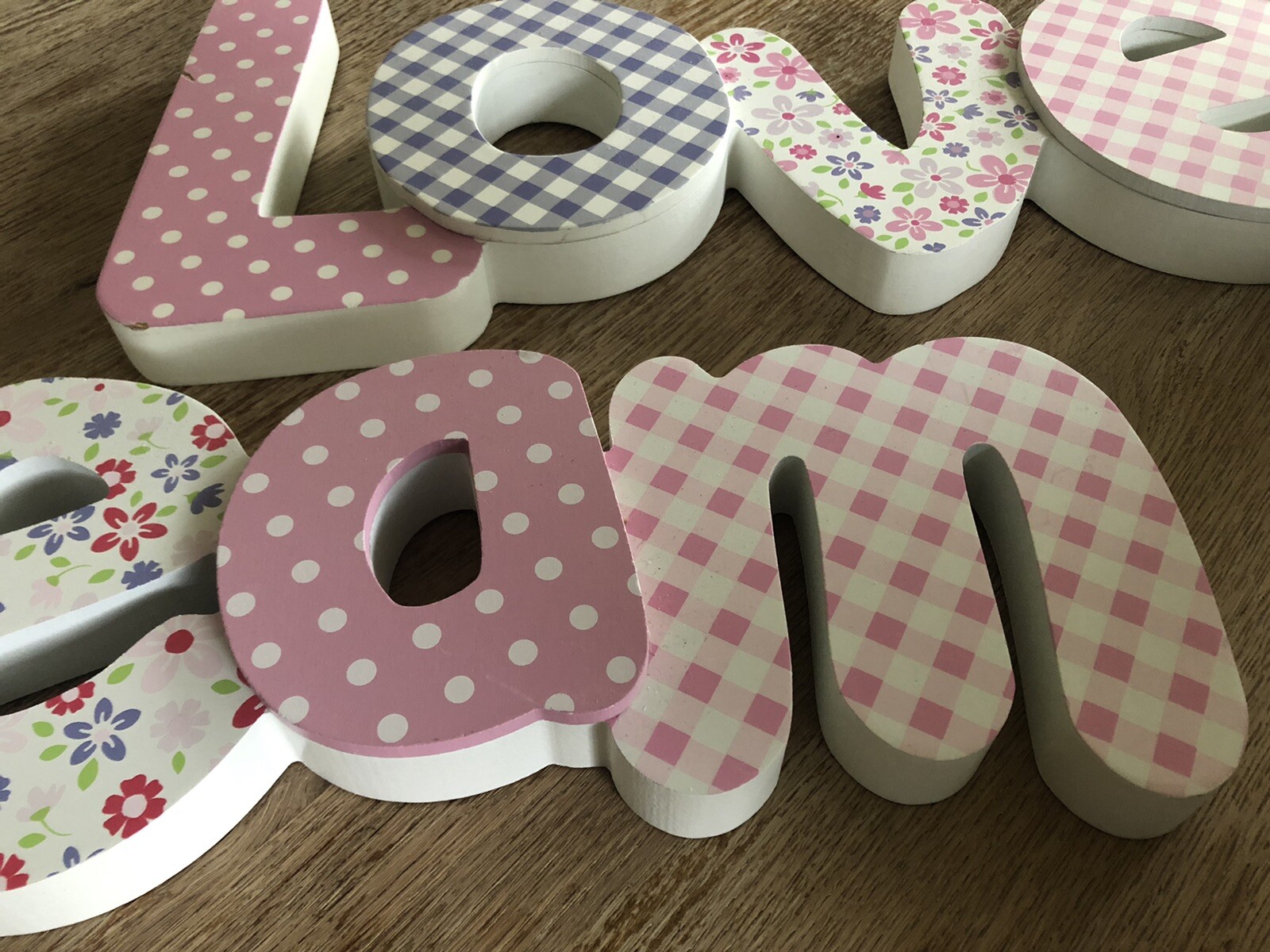 2-Pc.Girls Room Wall Words Polka Dot Floral Wall Decor Dream Love Wall Sign Set