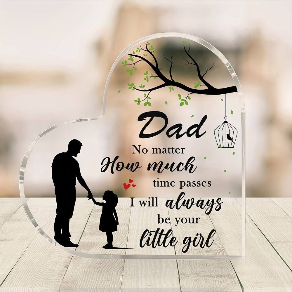 1 PC Dad Heart Acrylic Plaque Desktop Decoration Father’s Day Gift
