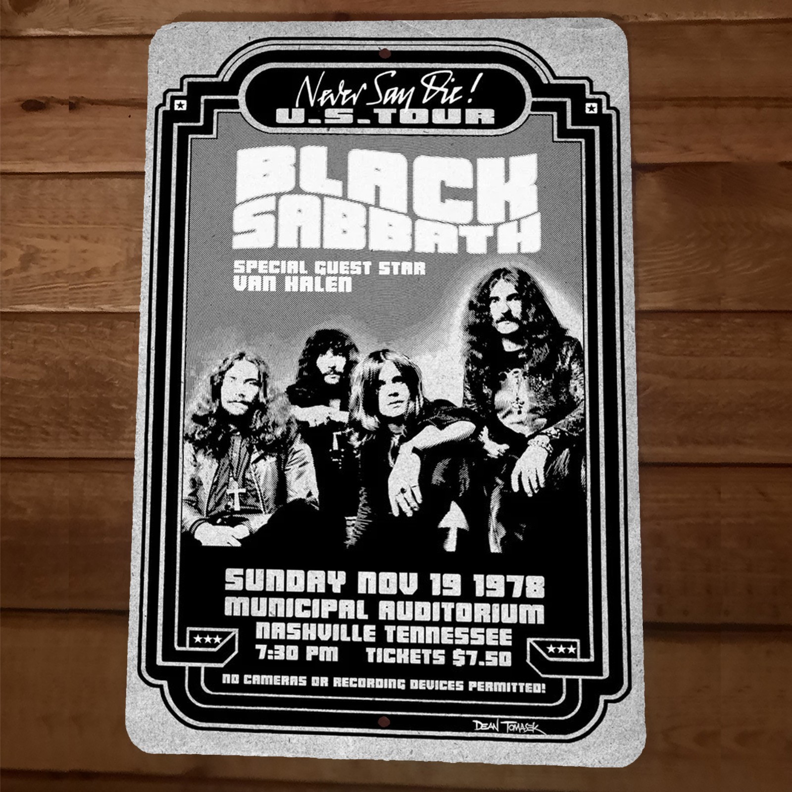1978 US Tour Nashville TN Black Sabbath 8×12 Metal Wall Sign