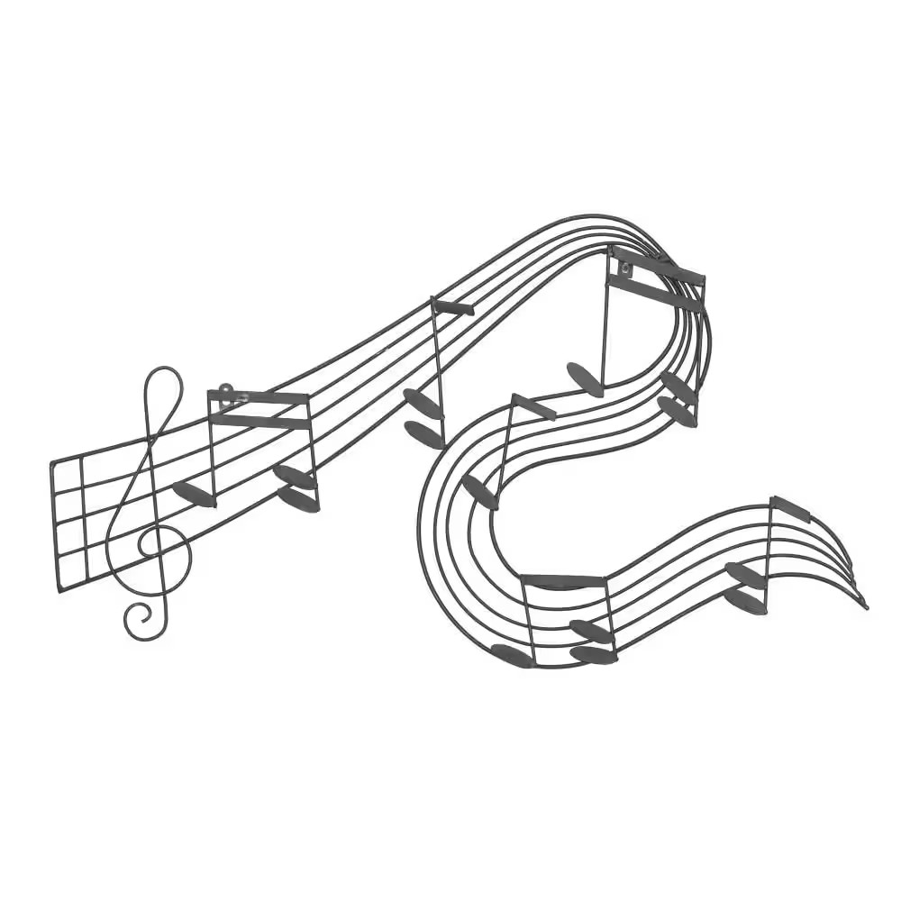 33 In. X 19 In. Metal Black Notes Musical Notes Wall Decor
