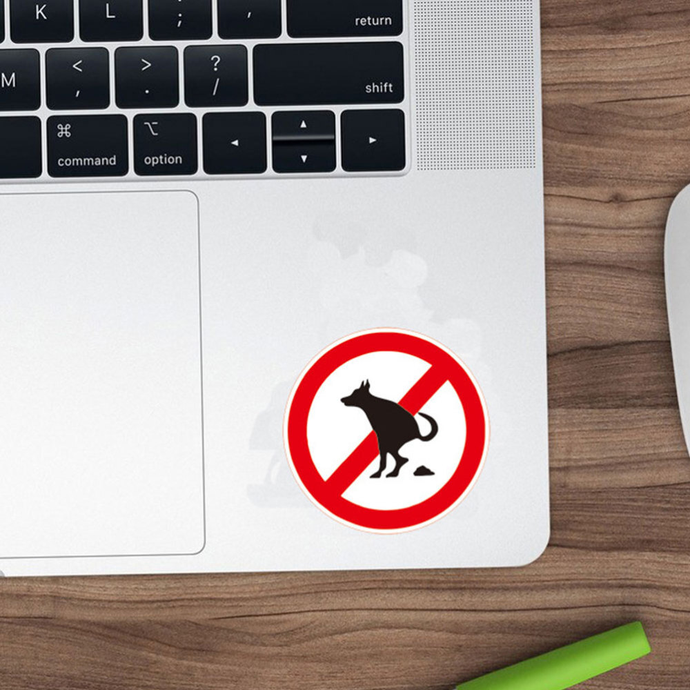 10 Sheets Stickers Waterproof No Pet Poop Sign Dog Pooping Emblems