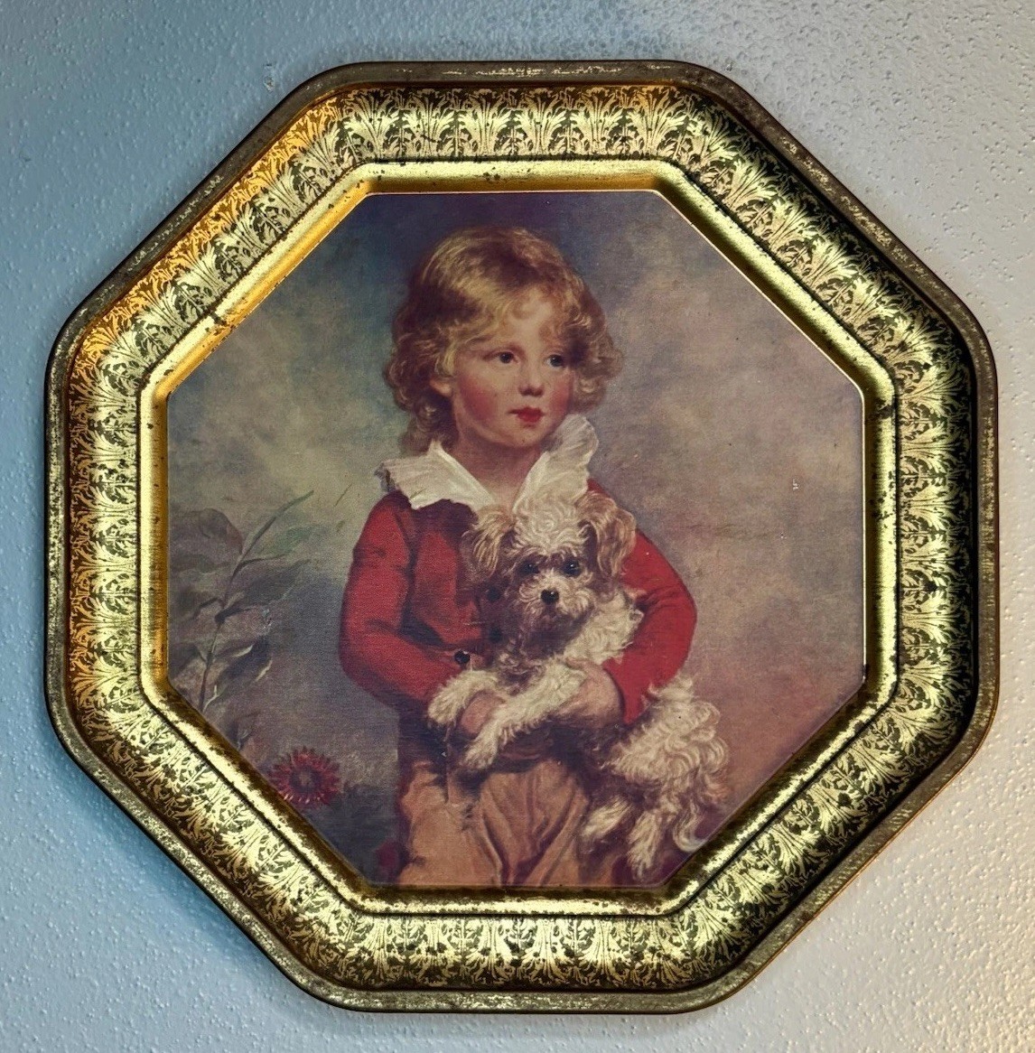 Vintage Master Simpson Boy Portrait Octagon Tin Tray Wall Decor Cottage 12.25”