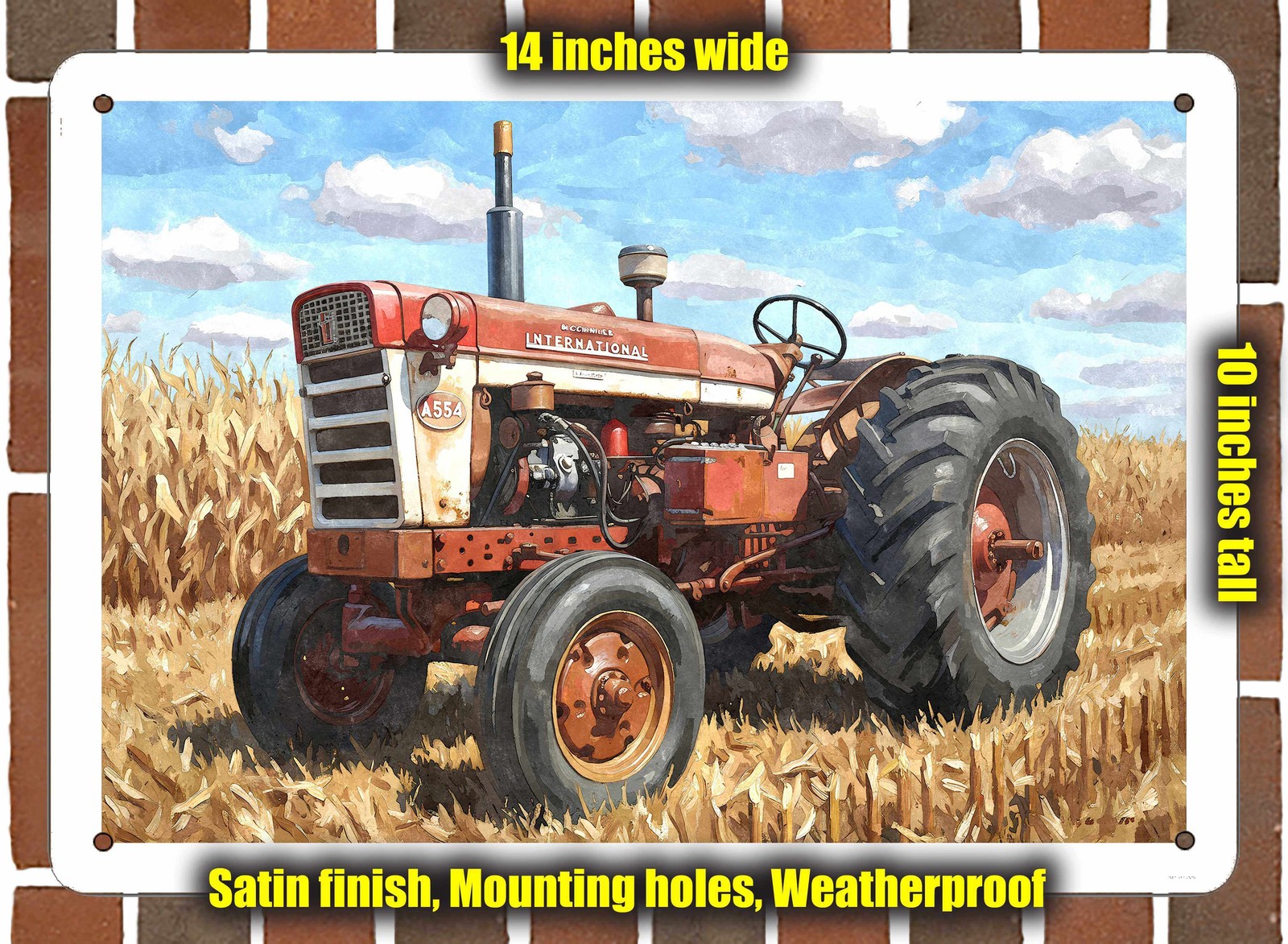 Metal Sign – 1962 McCormick A 554 Tractor Watercolor – 14×10