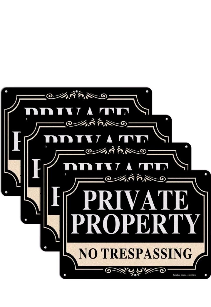 4-Pack Metal No Trespassing Signs Private Property 10 x 7 inch Reflective