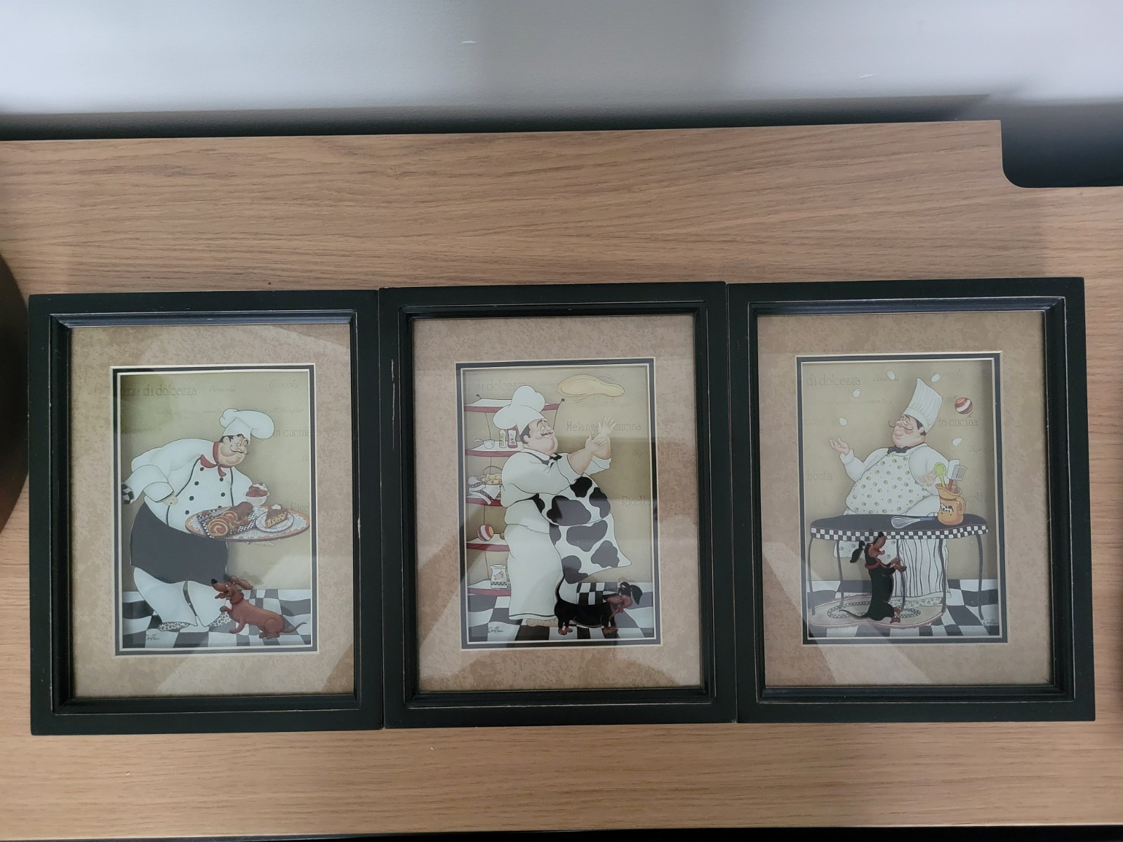 Retro Kitchen Bistro Chefs Wall Shadow Boxes by Dena Marie 8.5 X 6.5 Lot (3)