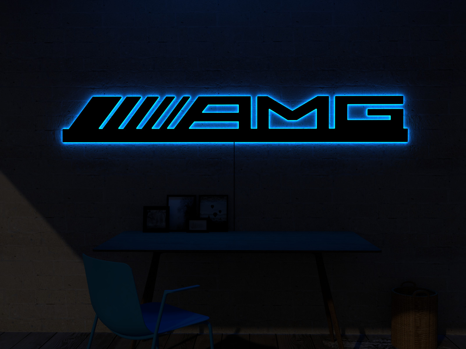 RGB LED Wall Art AMG Sign Automotive Garage Decor Luxury Car Neon Light Gift XXL