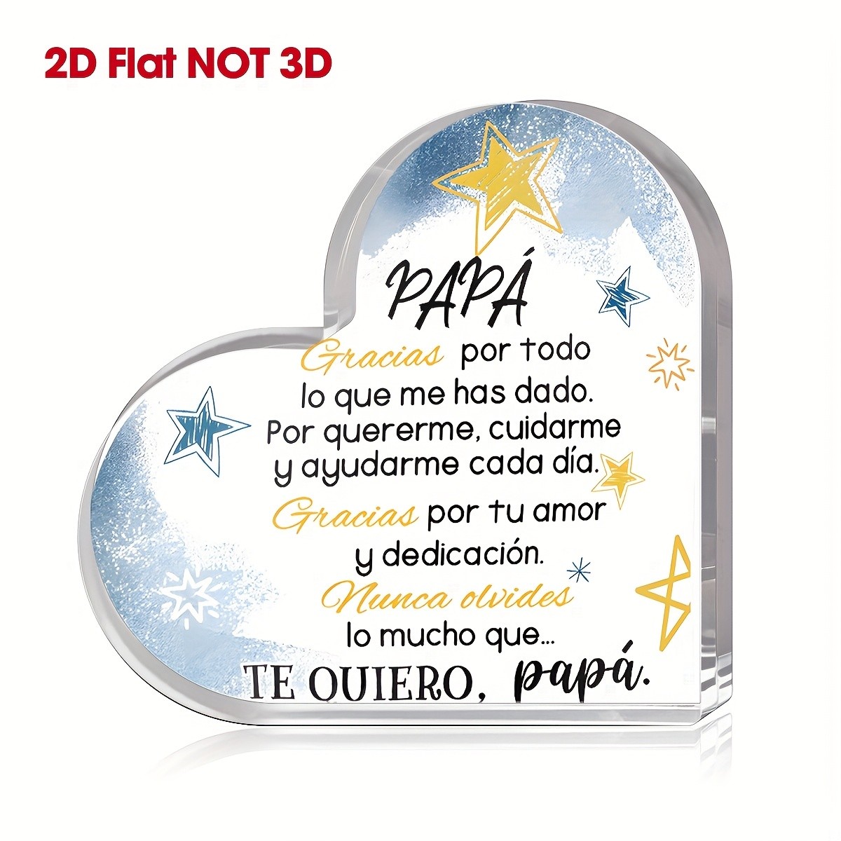 Spanish Cute Hand Drawing Heart Acrylic Plaque Father’s Day Appreciation Gift