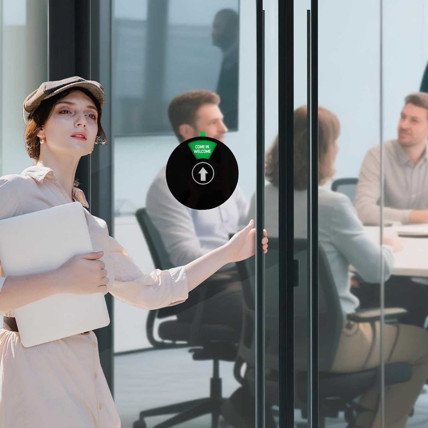 Rotating Office Door Sign – 6 Options for Privacy and Availability (Black)