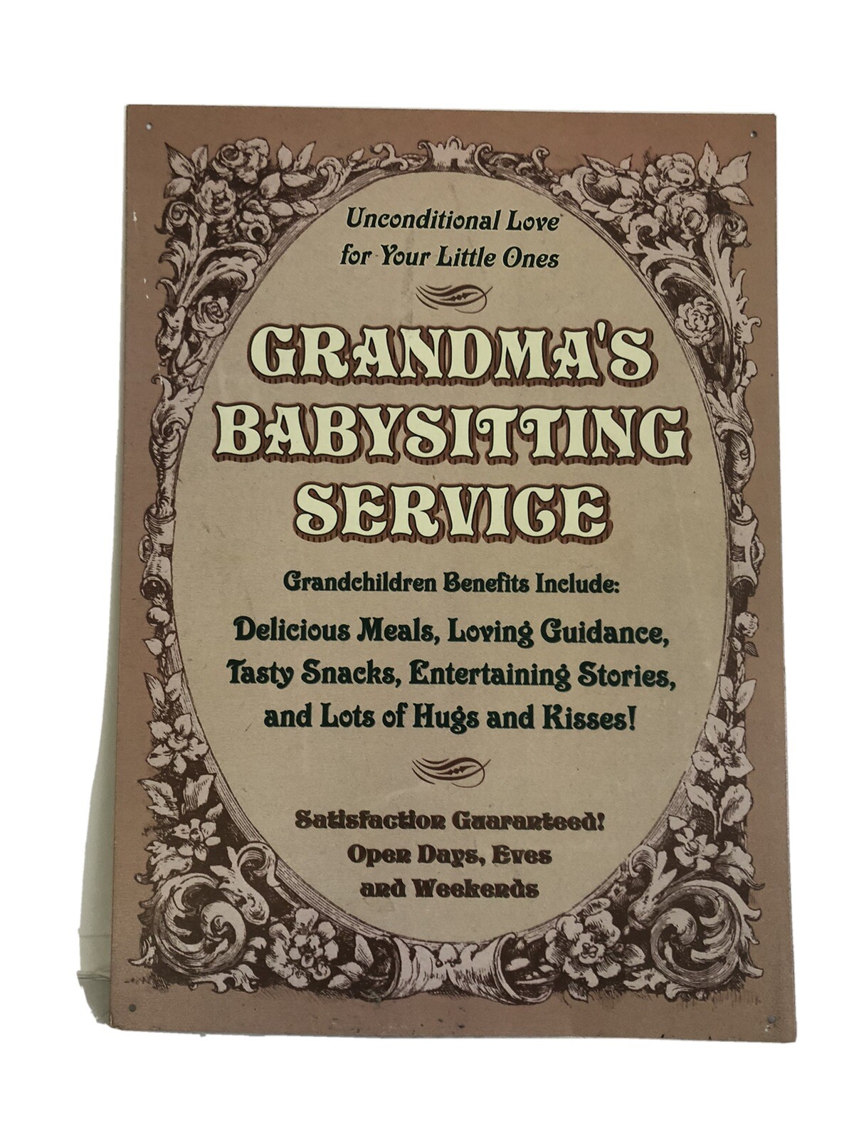 Metal Sign Grandmas Babysitting Service 12.5″ x 17.25″
