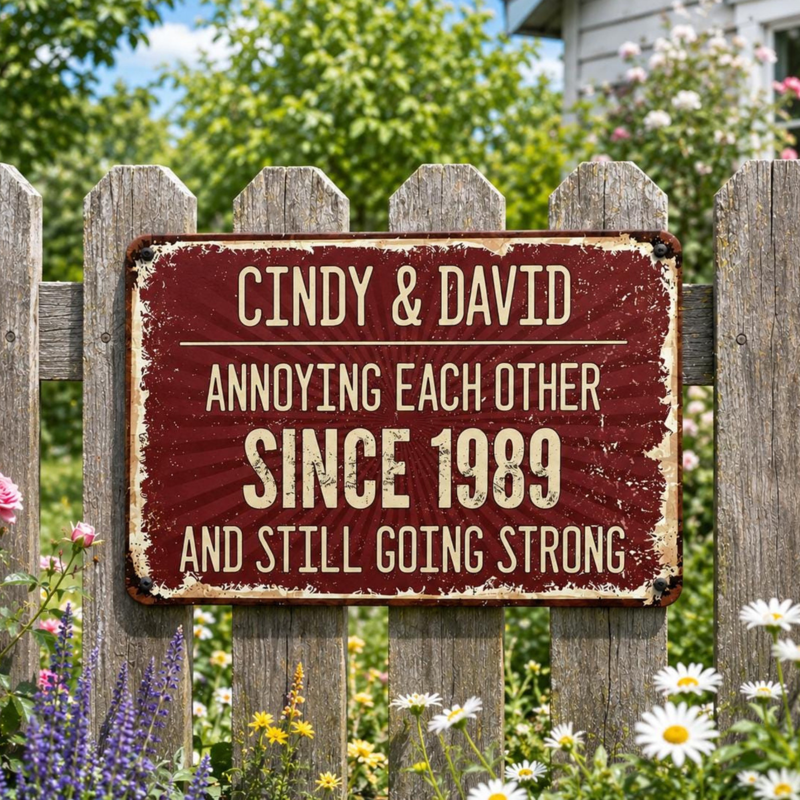 Personalized Wedding Anniversary Metal Sign, Funny Couple Gift