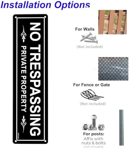 No Trespassing Private Property Sign 2 Pack, 12 x 3 inches Sturdy Rust Free Alum