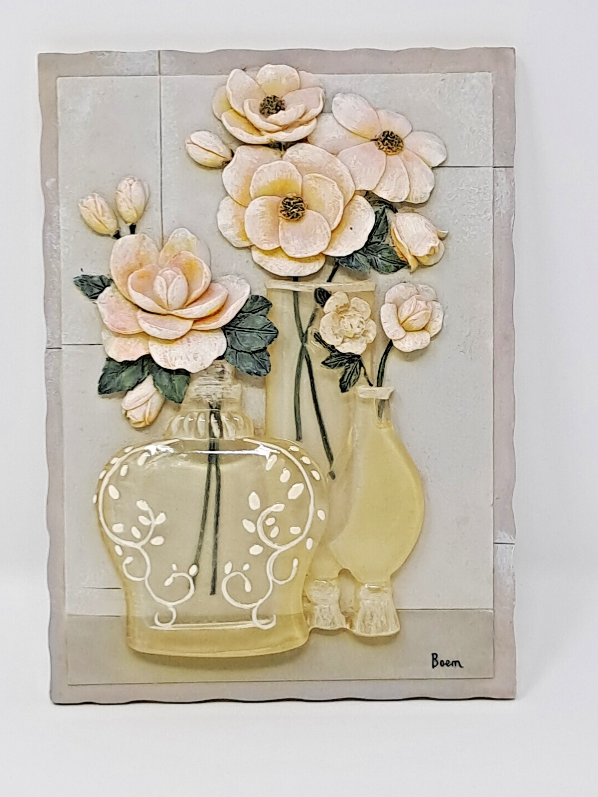 Boem 3D Wall Art Resin Floral Plaque Flowers in Translucent Acrylic vintage