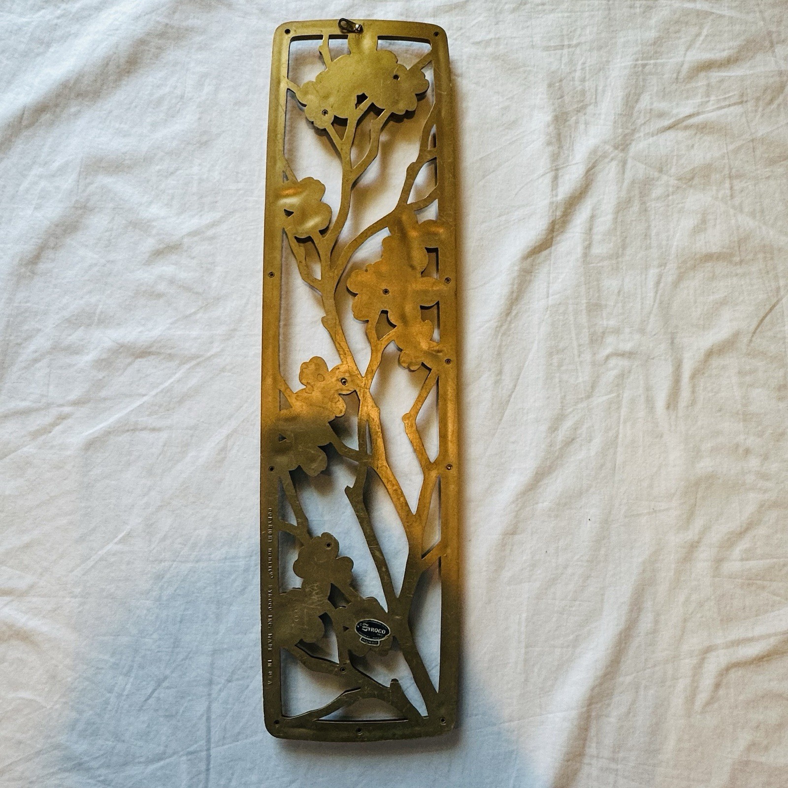 4 Vtg Panels Syrco Four Seasons Gold Wall Plaques Art Hangings Floral MCM 1954