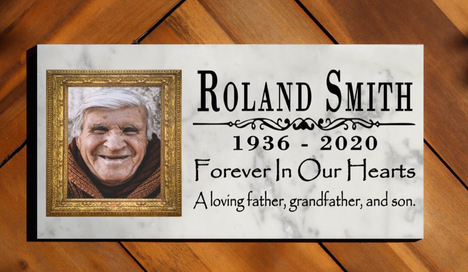 Picture Memorial Stone Loved One Loss Gift Forever In Our Hearts 12″ x 6″