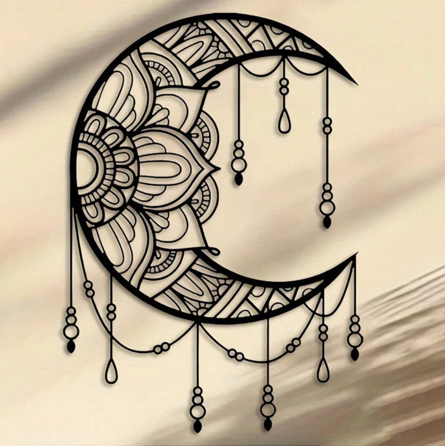Black Mandala Moon Wall Art Metal Iron Wall Hanging for Any Room Decoration