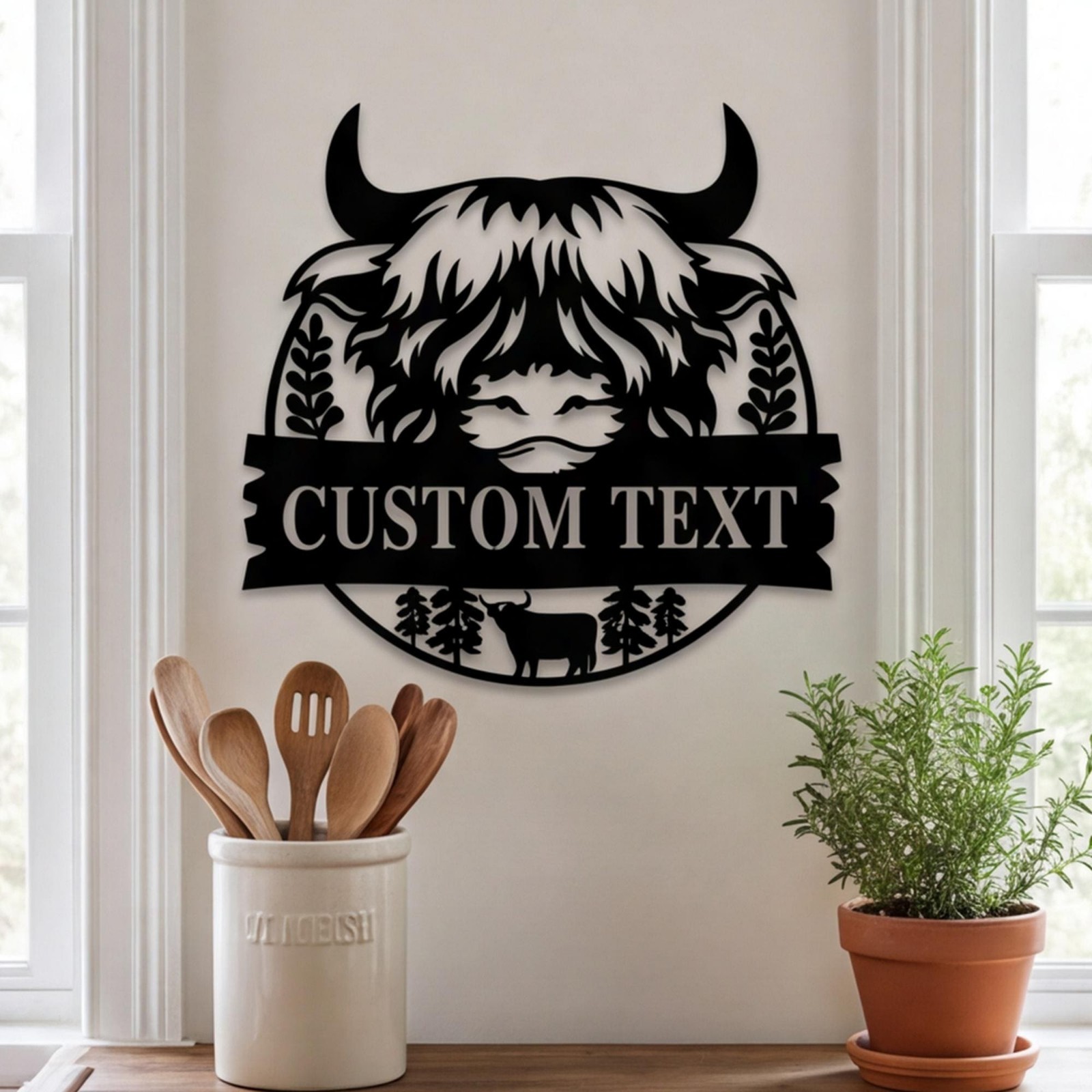Custom Highland Cow Metal Sign, Highland Cow Metal Wall Art , Personalized Farm