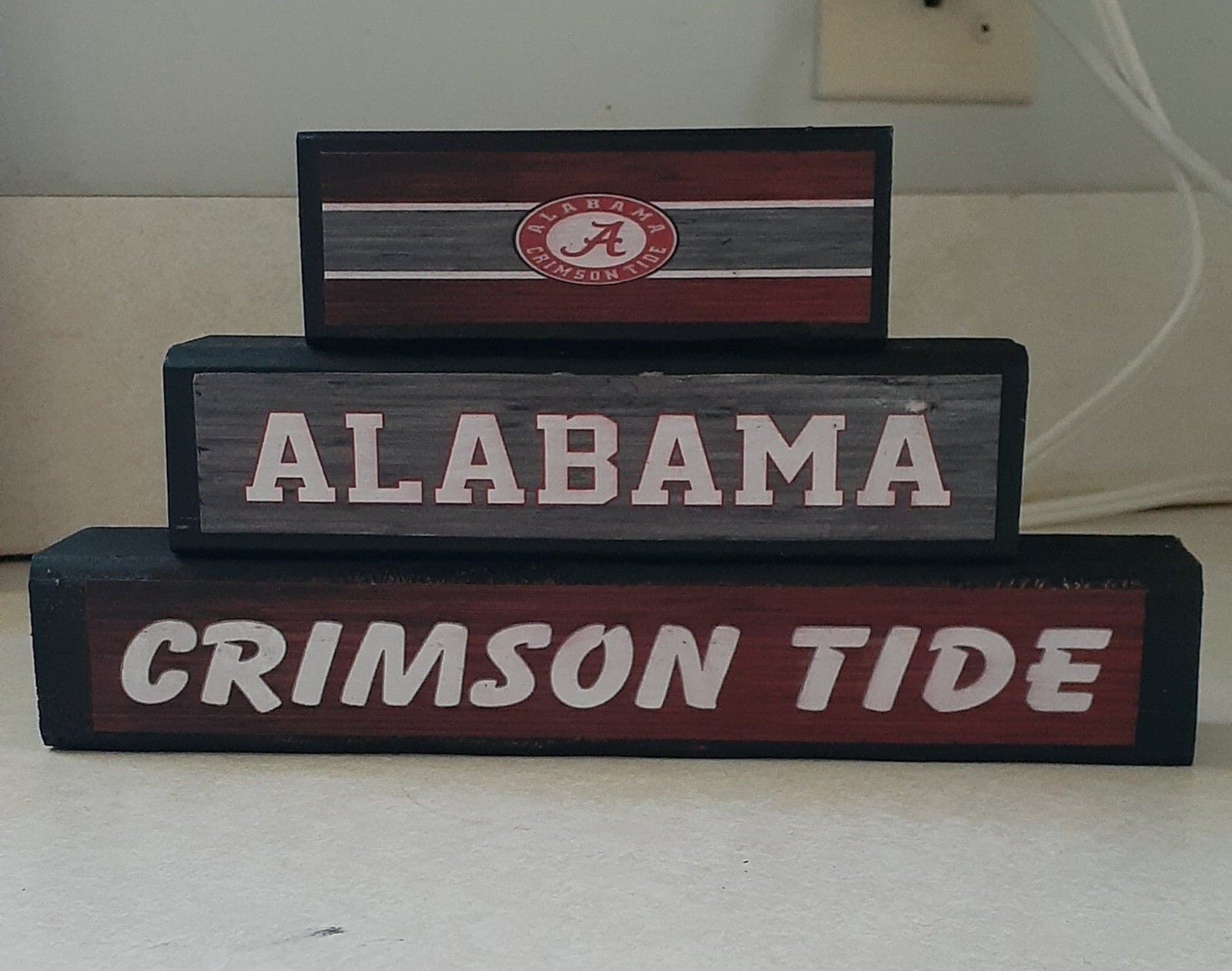 Alabama Crimson Tide 3PC free standing wood stackable signs football fathers day