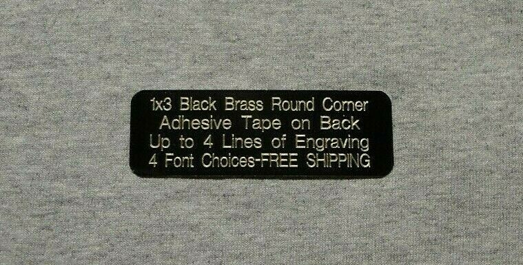 1×3 Custom Engraved Round Corner Black Brass Plate Plaque Tag Trophy Flag Pet
