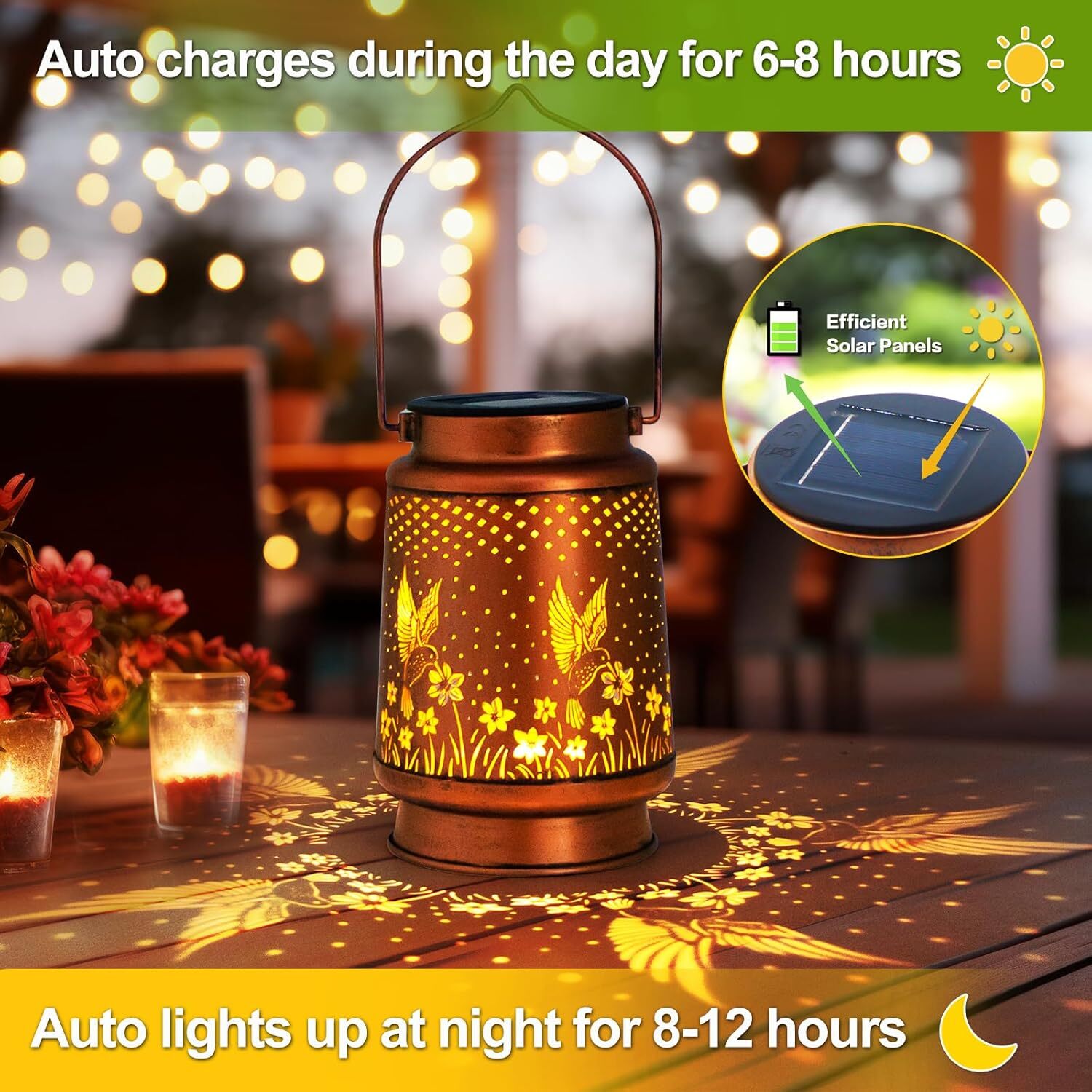 6Pack Solar Power Hanging Lights Outdoor Garden Tree Bars LED Solar Decor Lamp