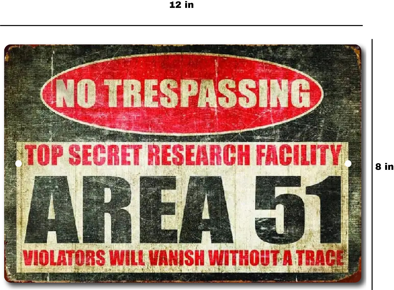 Metal Area 51 Sign Tin Retro Warning Vintage Wall Decor Trespassing Plate Signs