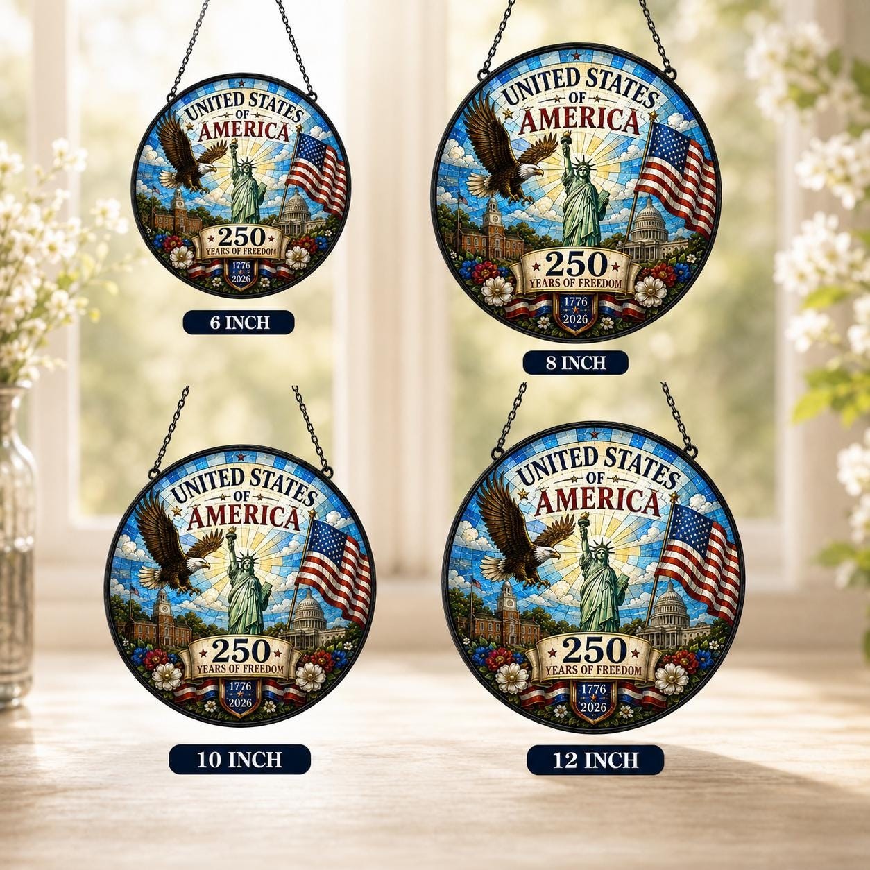 United States Of America 250th Anniversary Stained Glass Suncatcher