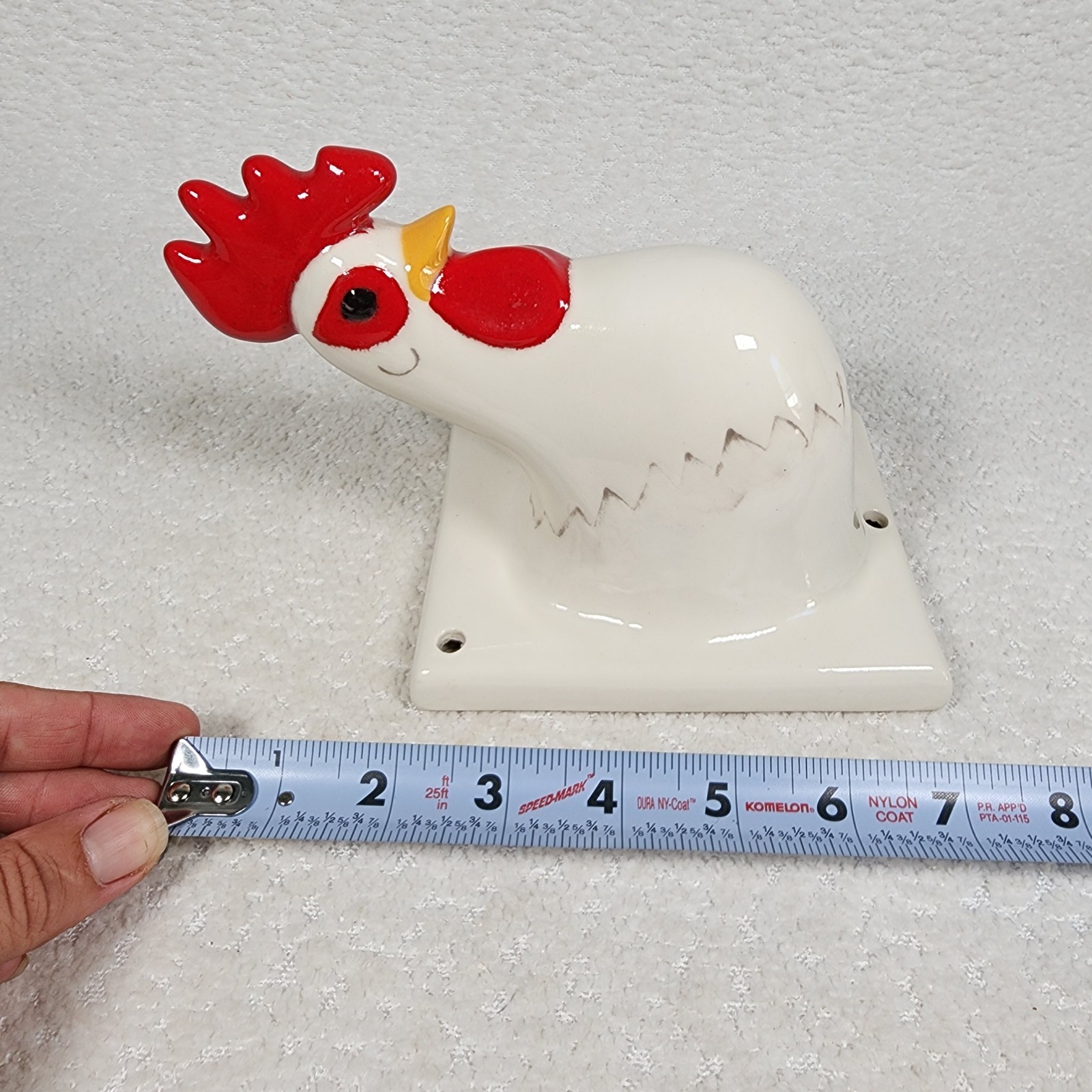 Vintage Rooster Chicken Hook Ceramic Tea Towel Holder / Wall Mount Kitchen Décor