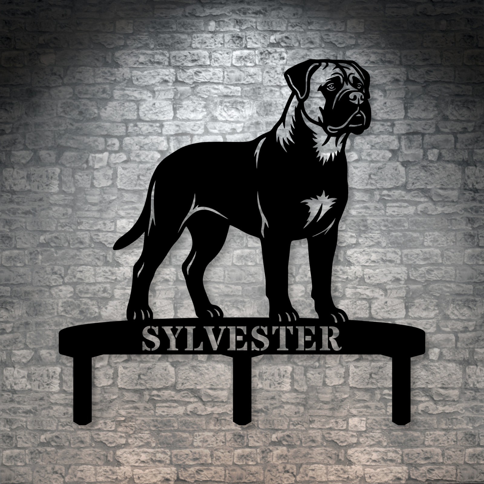 Personalized Bullmastiff Garden Metal Sign With Stakes. Custom Dog Name Gift