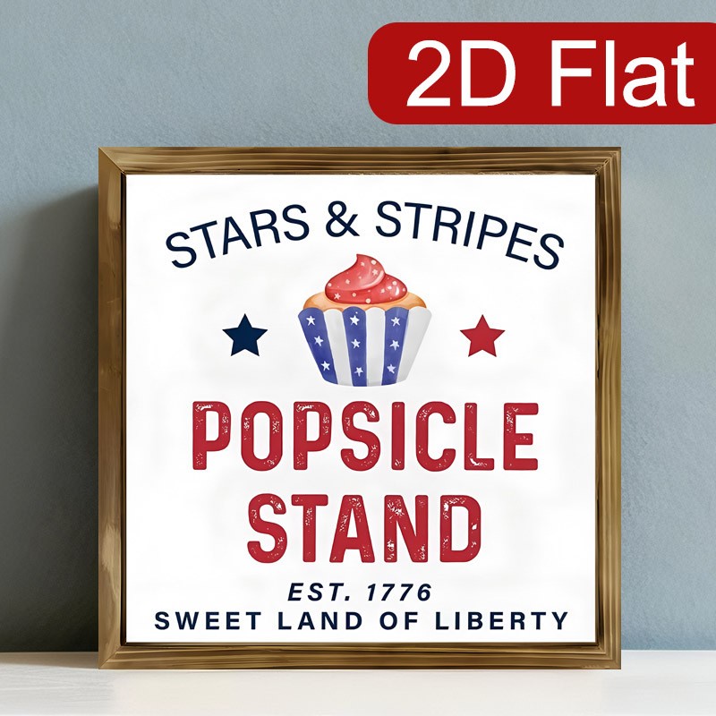 Stars And Stripes Popsicle Stand Cupcake Wooden Plaque Farmhouse Kitchen Decor
