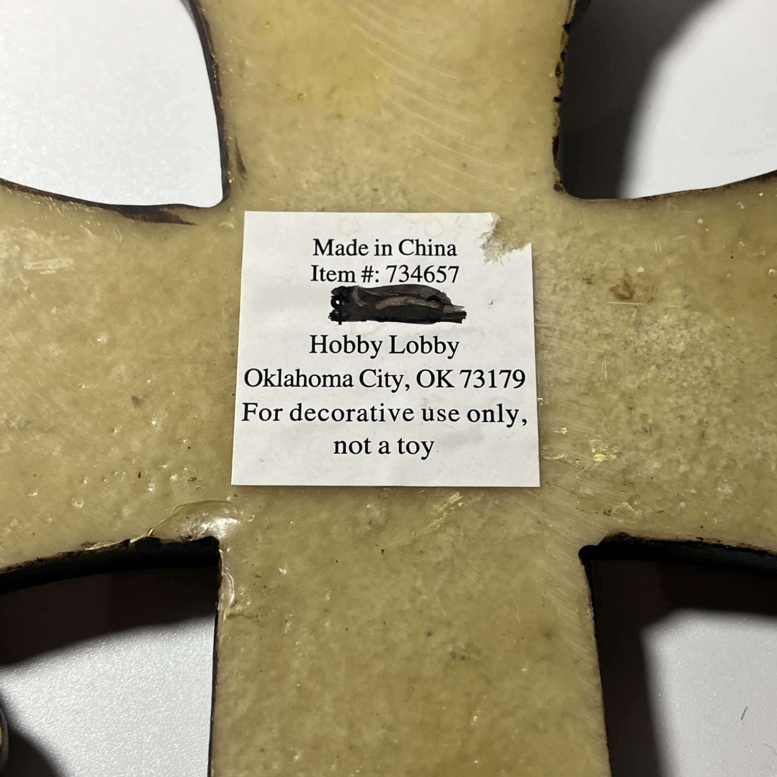 Ceramic Beige & Brown Faith Cross Christian Religious Rustic Wall Art Decor